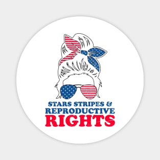 Retro Messy Bun Pro Choice Stars Stripes Reproductive Rights Magnet